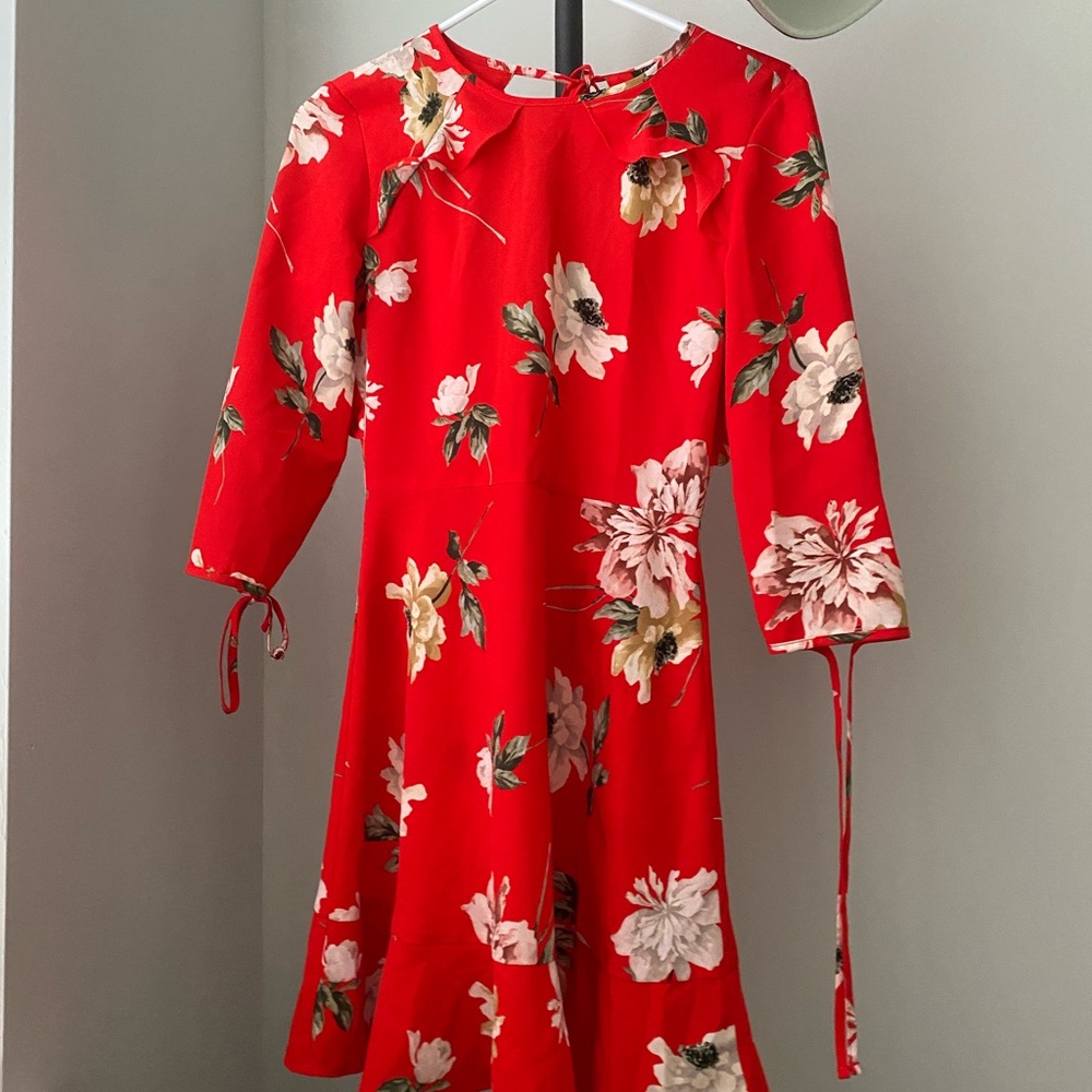 Topshop red floral dress
